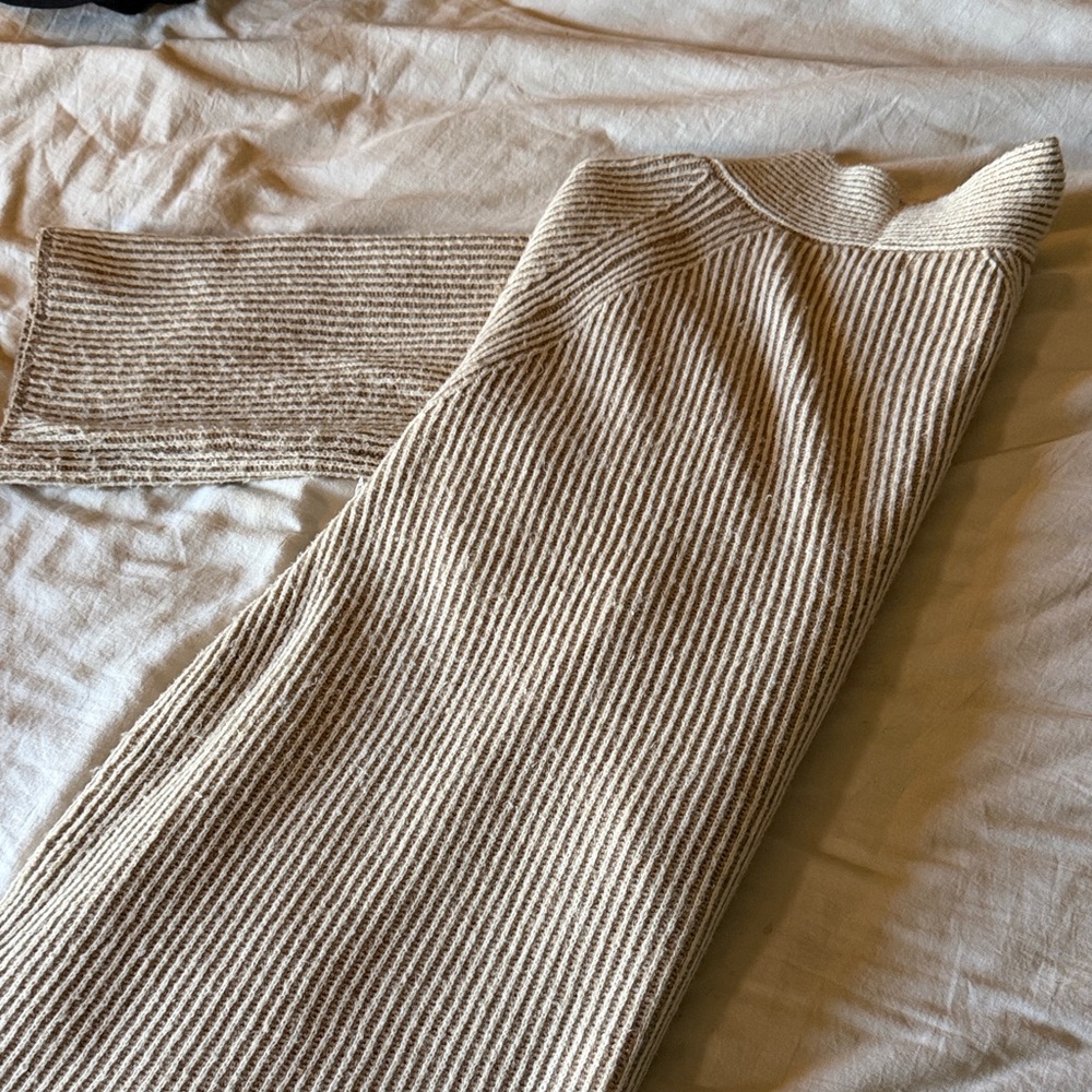 Ava & Viv Cozy Cream Striped Cardigan Sweater - Picture 4 of 5